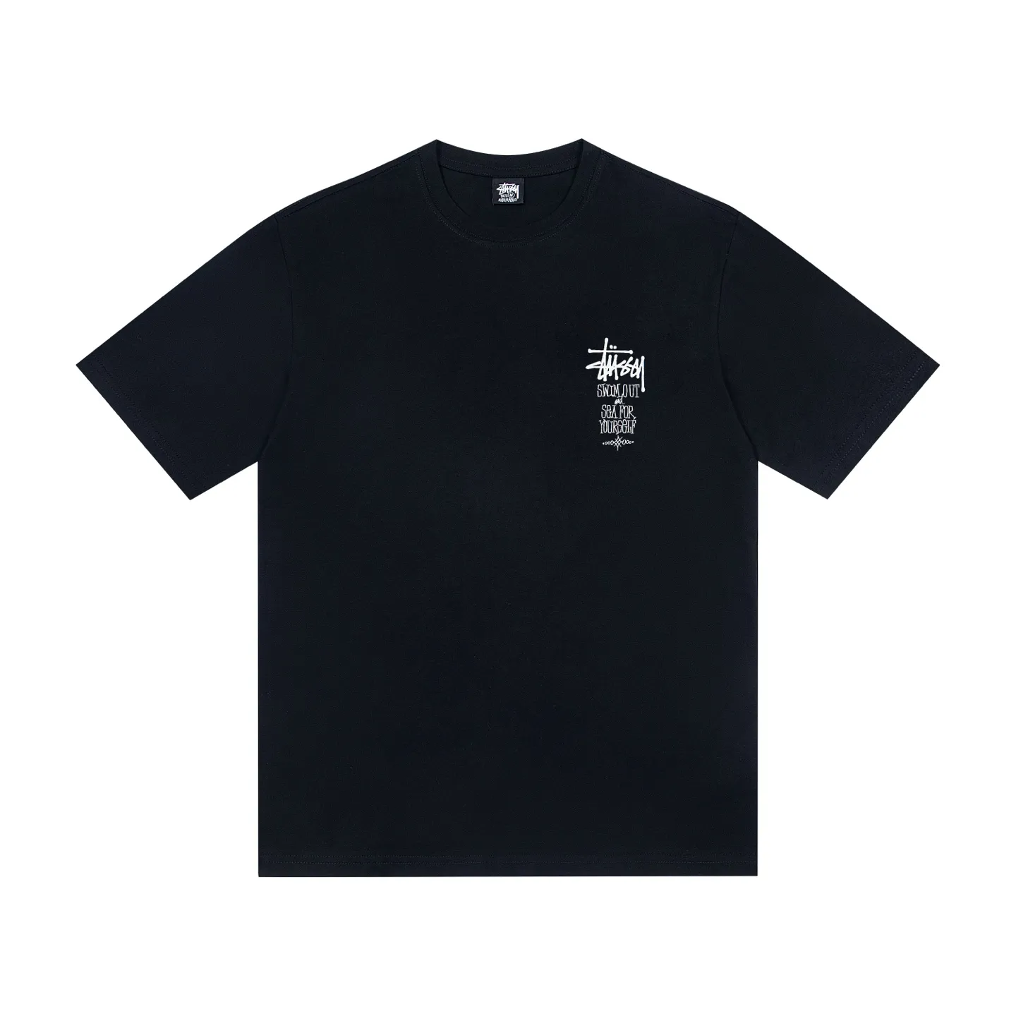XY 130# P55 （ Quality ） Stussy SWIM OUT TEE PIGMENT DYED logo T Same Style ：Black White Size：S M L XL ： 260 ：
